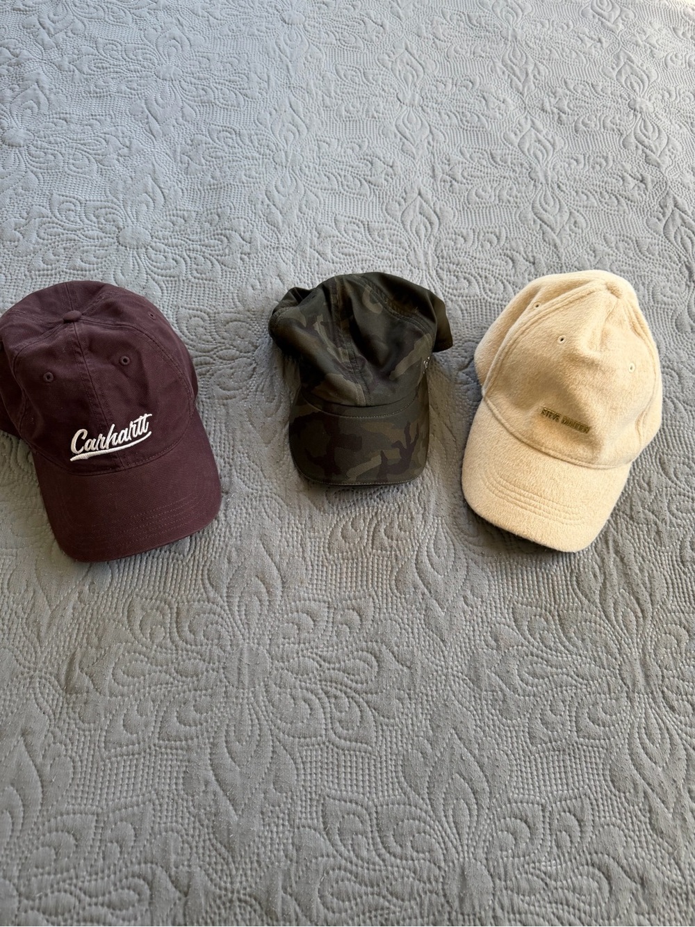 3 hat set. Carhartt. Lululemon & Steve Madden